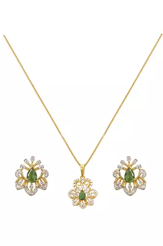 green stone pendant set with gold plated finish