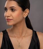 gold plated necklace set with pendant and earrings