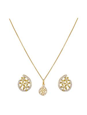 gold plated necklace set with pendant and earrings 4