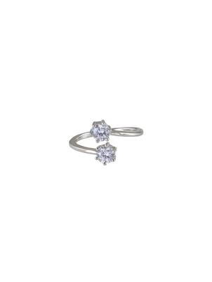 white silver ring with silver plated detailing 3