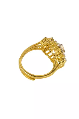 white silver ring with gold plated work