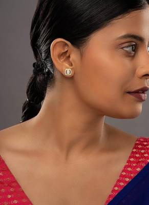 yellow silver stud earrings with gold plated fine design 2