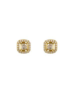 yellow silver stud earrings with gold plated fine design 3