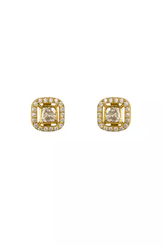 yellow silver stud earrings with gold plated fine design