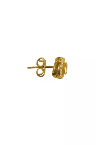 yellow silver stud earrings with gold plated refined design