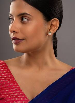 yellow silver stud earrings with gold plated refined design 1