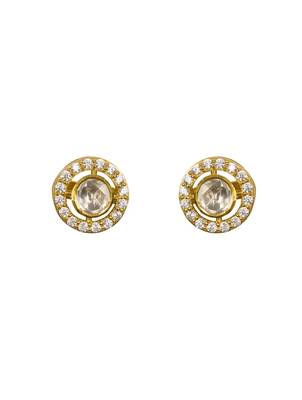 yellow silver stud earrings with gold plated refined design 3