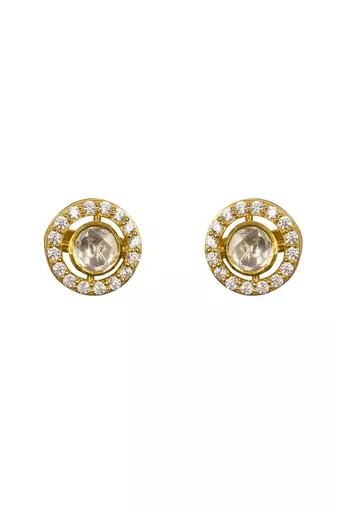 yellow silver stud earrings with gold plated refined design