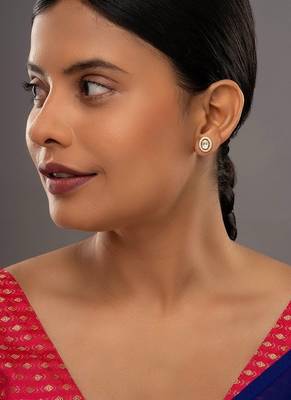 yellow silver stud earrings with gold plated finish 1