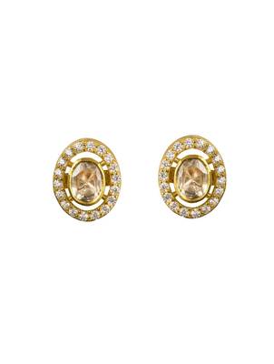 yellow silver stud earrings with gold plated finish 2