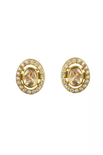 yellow silver stud earrings with gold plated finish