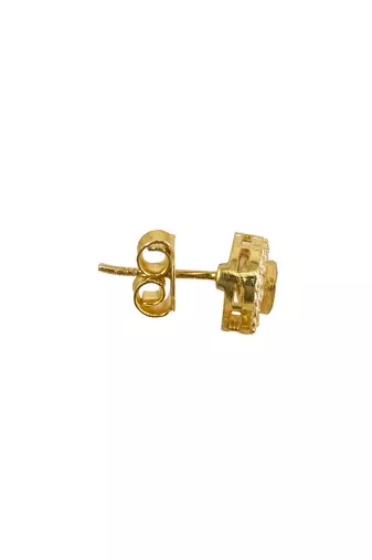 yellow silver stud earrings with gold plated smooth finish