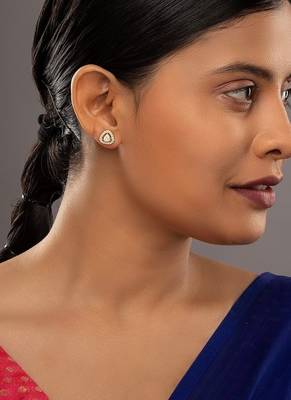 yellow silver stud earrings with gold plated smooth finish 1
