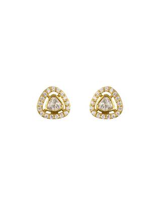 yellow silver stud earrings with gold plated smooth finish 3