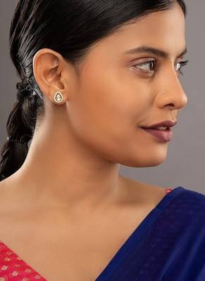 yellow silver stud earrings with gold plated shine 1