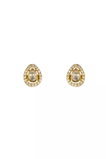 yellow silver stud earrings with gold plated shine