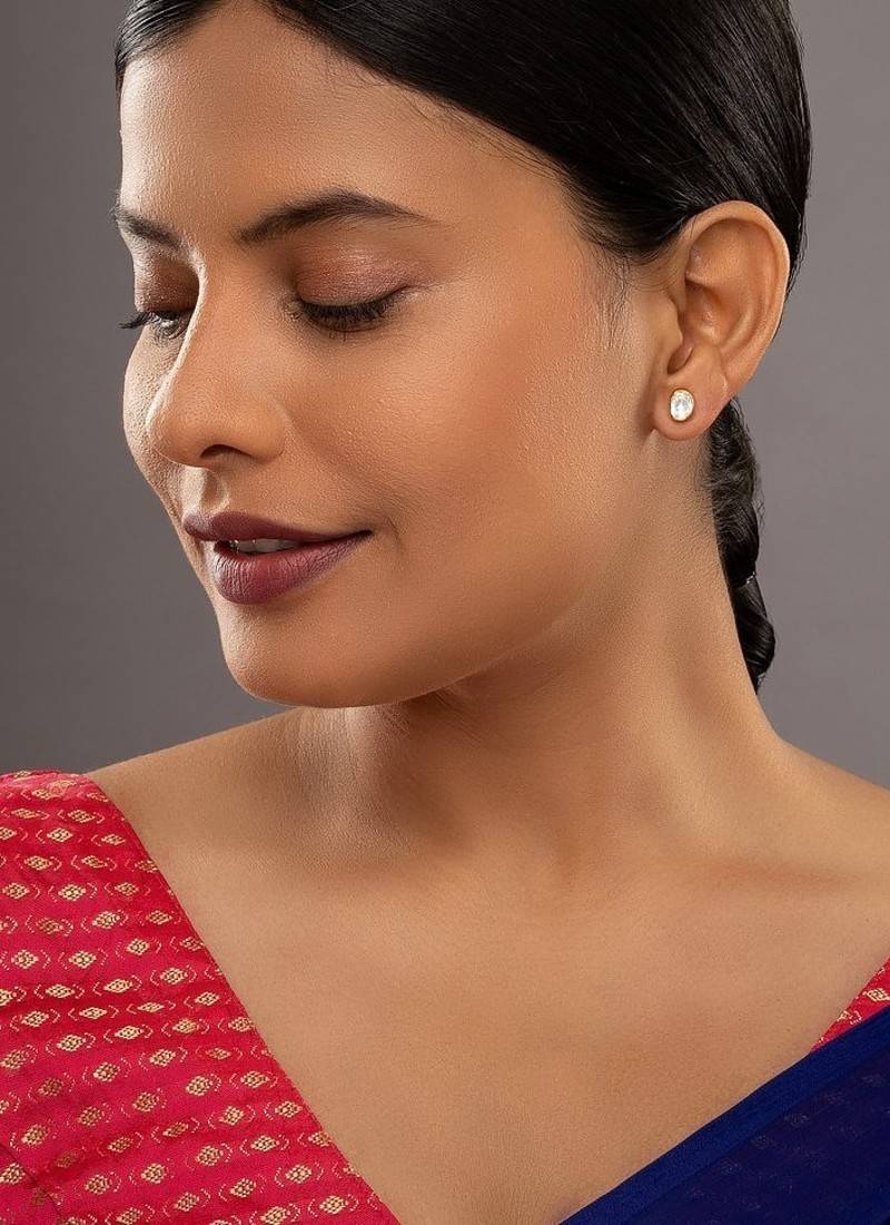 Gold plated stud earrings in sterling silver