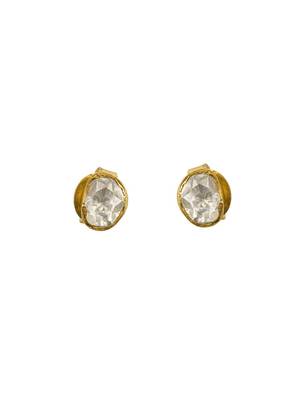 yellow silver stud earrings with gold plated detail work 3