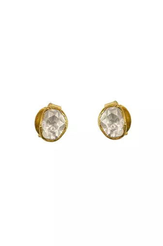 yellow silver stud earrings with gold plated detail work