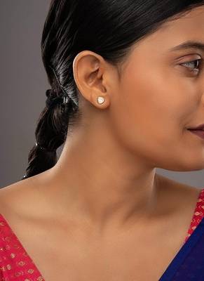 yellow silver stud earrings with gold plated design 1