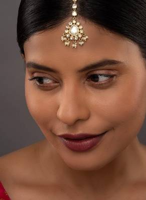 yellow silver maangtikka with gold plated finish 1