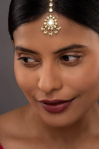 Gold plated maangtika in sterling silver