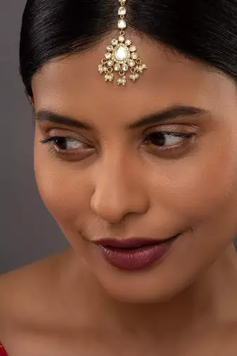 Gold plated maangtika in sterling silver