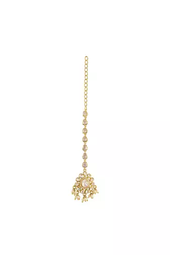 yellow silver maangtikka with gold plated finish