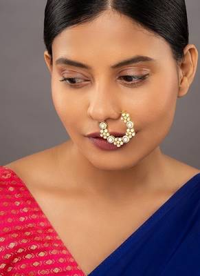 yellow silver nose ring with gold plated smooth surface 1