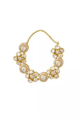 yellow silver nose ring with gold plated smooth surface