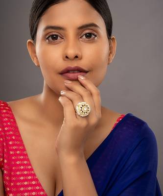 yellow silver ring with gold plated surface 1