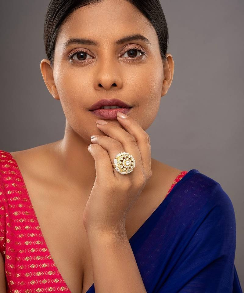 Gold plated ring in sterling silver