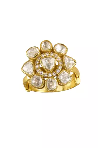 yellow silver ring with gold plated texture