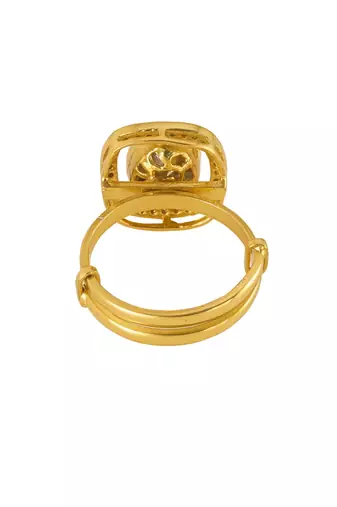 yellow silver ring with gold plated pattern
