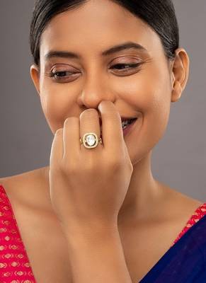 yellow silver ring with gold plated pattern 1