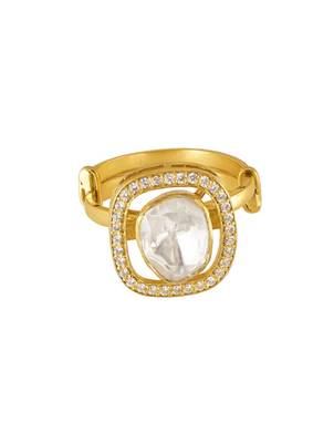 yellow silver ring with gold plated pattern 3