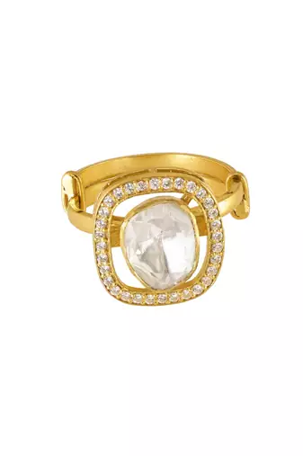 yellow silver ring with gold plated pattern