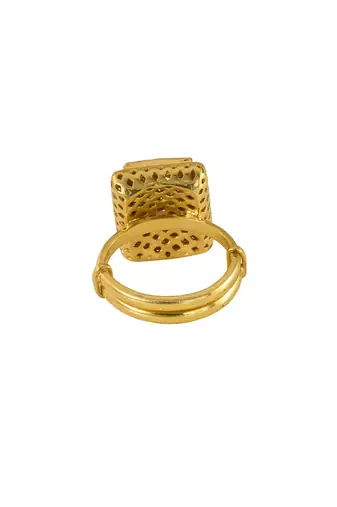 yellow silver ring with gold plated design