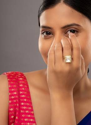 yellow silver ring with gold plated design 1