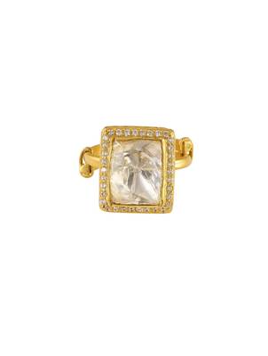 yellow silver ring with gold plated design 3