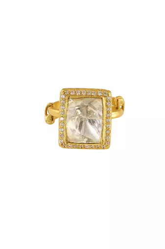 yellow silver ring with gold plated design