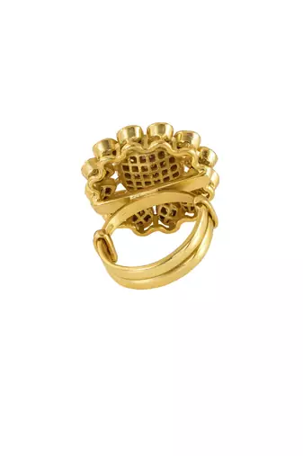 yellow silver ring with gold plated work
