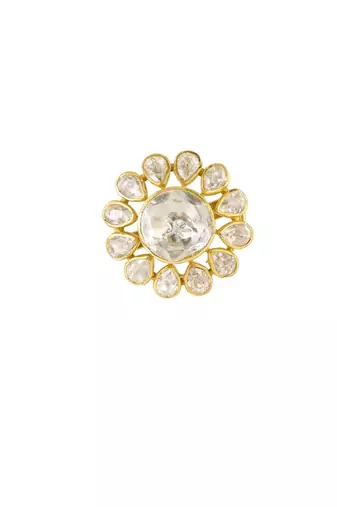 yellow silver ring with gold plated work