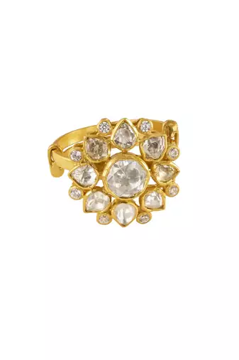 yellow silver ring with gold plated finish