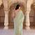 Green floral printed tissue kurta set