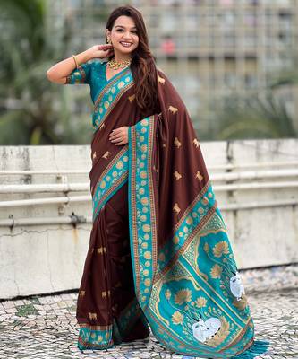 Soft silk pichwai traditional zari woven saree 1