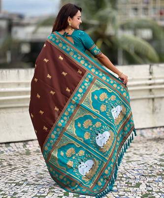 Soft silk pichwai traditional zari woven saree 2