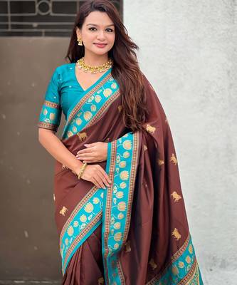 Soft silk pichwai traditional zari woven saree 3