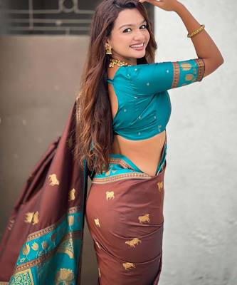 Soft silk pichwai traditional zari woven saree 5