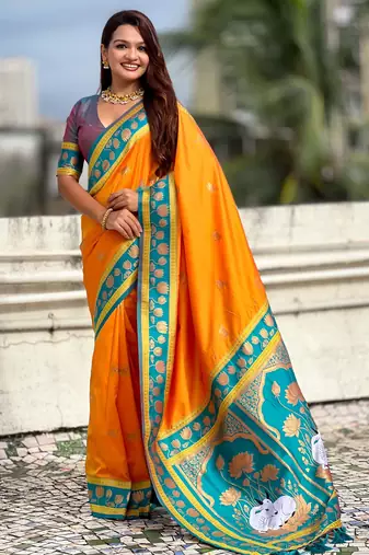 Soft silk pichwai traditional zari woven saree
